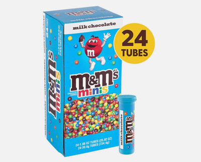 M&M'S Milk Chocolate MINIS Size Candy 1.08-Ounce Tube (24-Count) BB: 04/2026