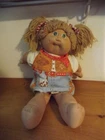 vtg 1980's CABBAGE PATCH KID DOLL girl in cowgirl outfit BLONDE PIGTAILS