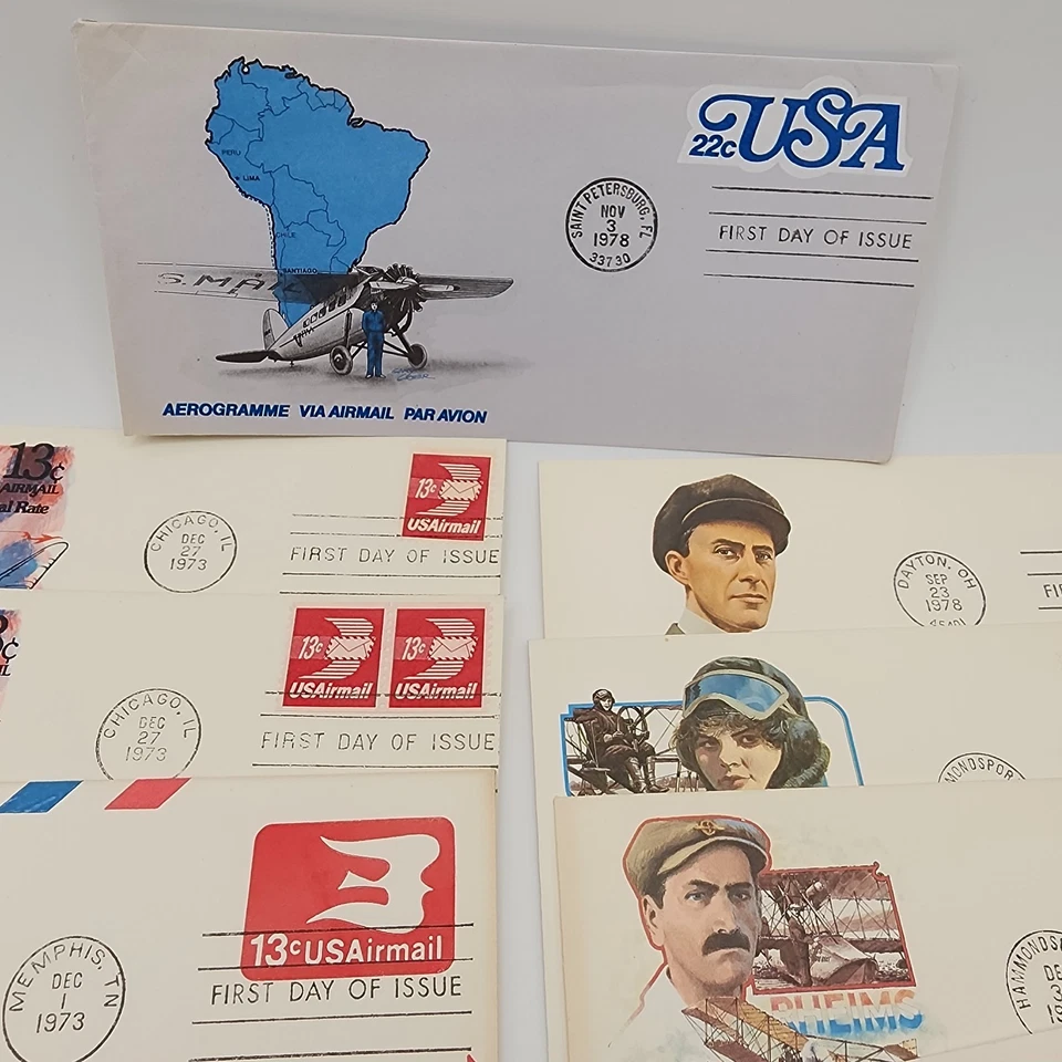 Vintage Aviation Airplane Pilot USA Theme First Day Issue Cover Card Lot 1970s - Image 4 of 4
