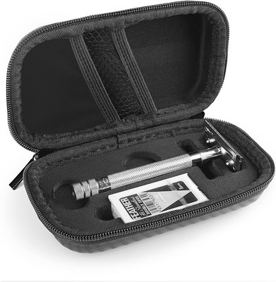 Hard Shell Safety Razor Travel Case, Shaving Kit Storage Box for Long/Short Hand