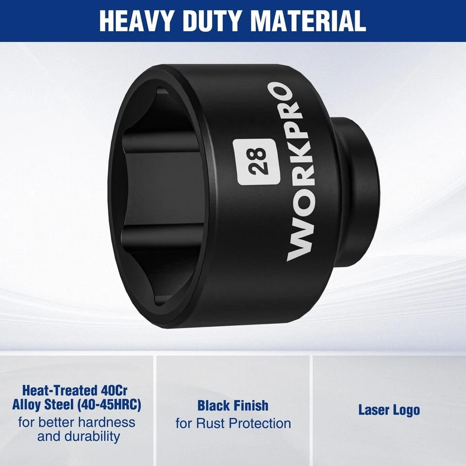 WORKPRO 28mm Oil Filter Socket Wrench Oil Filter Removal Tools Oil Filter Change - Image 4 of 4