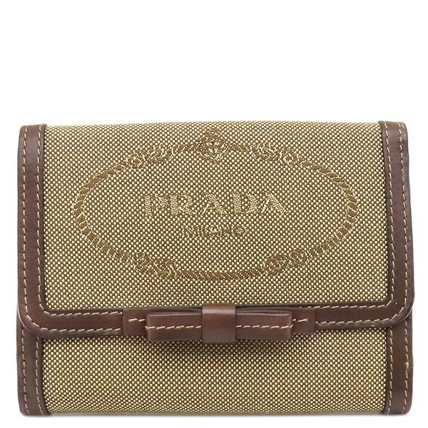 PRADA Tri-fold Wallet Jacquard CORDA×BRUCIA 1MH523 4.7*3.7*1.1 inch
