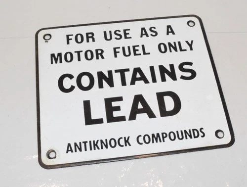 Vintage Gas Pump Sign Contains Lead Porcelain Sign 6" x 7" Gasoline C109-E