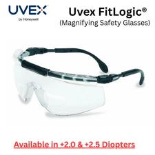 Reader Safety Glasses (+2.0 & +2.5 Diopter) W/ Anti-Scratch Lens Uvex Fitlogic®