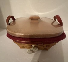 Longaberger 2005 Tree Trimming Tinsel Basket Set with Tie-On & Lid - Paprika