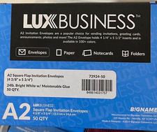 LUXBUSINESS A2 Square Flap Invitation Envelopes 4 3/8 x 5 3/4 White, 150LOT