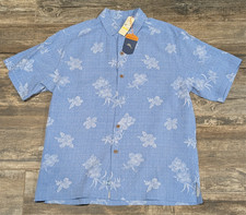  112 TOMMY BAHAMA MENS BLUE ISLES BLUE HAWAIIAN ALOHA SILK CAMP SHIRT MEDIUM