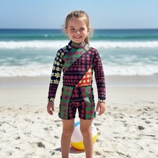 ROWLEY Mia Kid Daisy Patchwork Neoprene Wetsuit SPF 50 Size 5-6Y