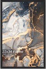 Engineered Wood 22x34 Frame, Black Picture Frame for 22 x 34 Inch Poster Puzz...