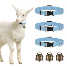 3-Pack Goat Collars with Bells, 13.8"-20.5" Polyester Blue 