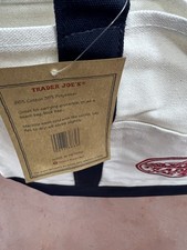 Trader Joe's Large Navy Blue Canvas Cotton Tote Bag Reusable