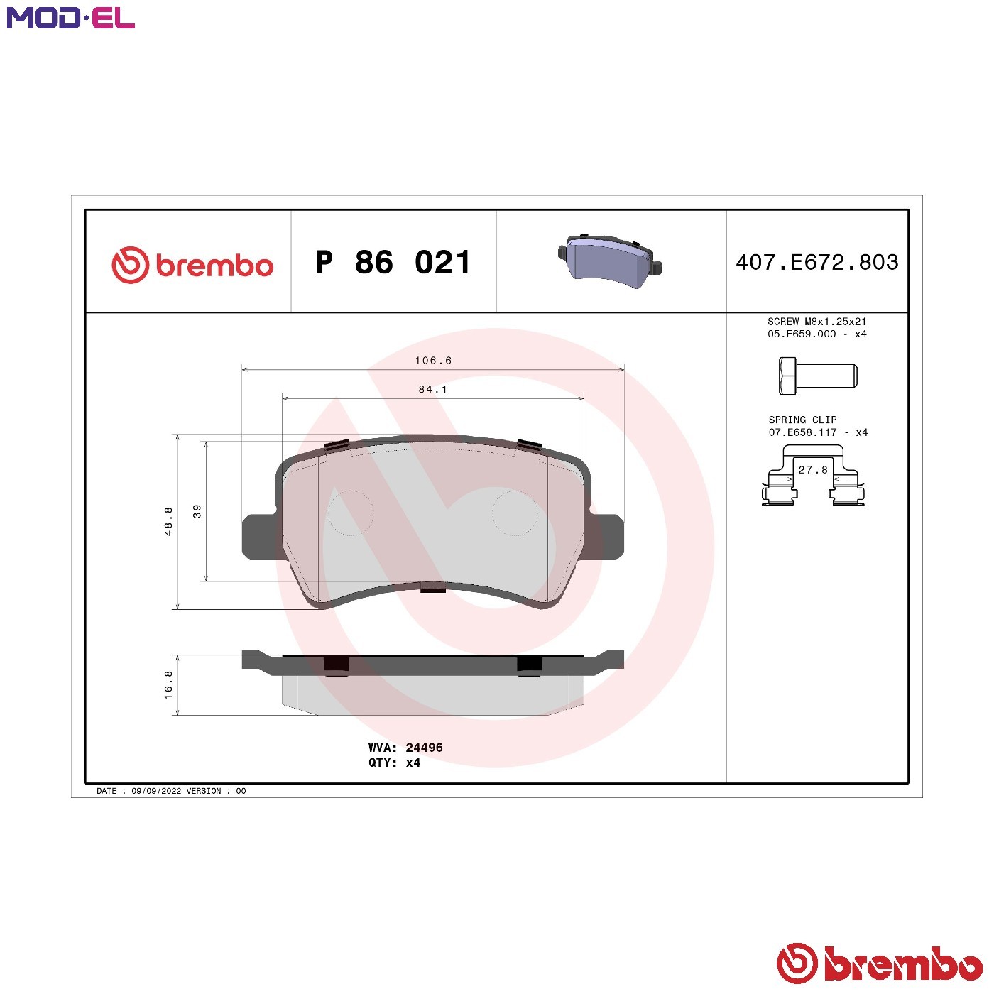 Brake pads P 86 021 BREMBO for VOLVO LAND ROVER - Image 30