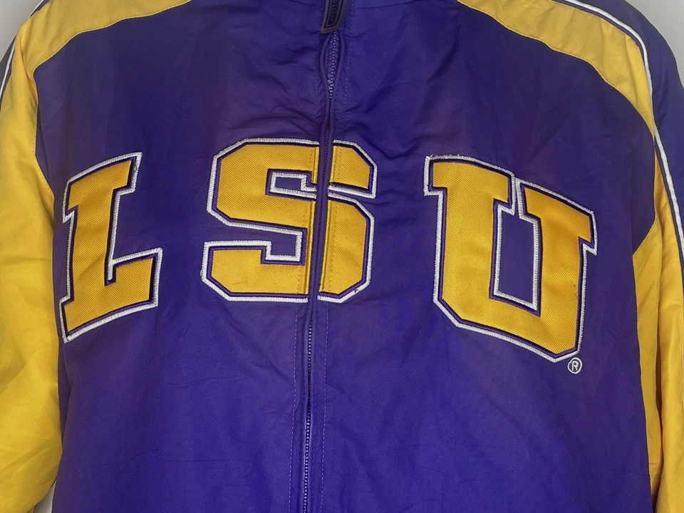 Vintage LSU Louisiana State University Tigers Purple Gold Medium Full Zip Jacket - Image 3 of 4