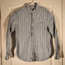 J. Crew Baird McNutt shirt mens L Large blue striped irish linen slim fit