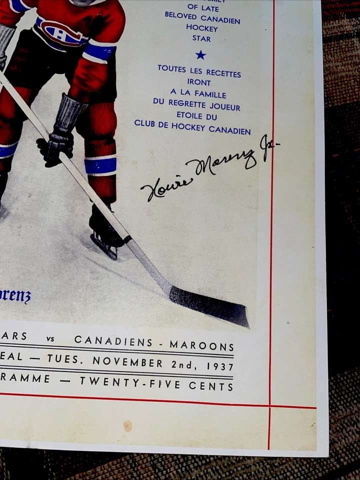 1937 NHL HOCKEY HOWIE MORENZ  MEMORIAL GAME RP COVER PHOTO AUTOGRAPHED BY JUNIOR - Image 3 of 4