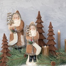 Fawn Velvet Belsnickle w/tree Christmas Ornament, 12" Tall, Ragon House