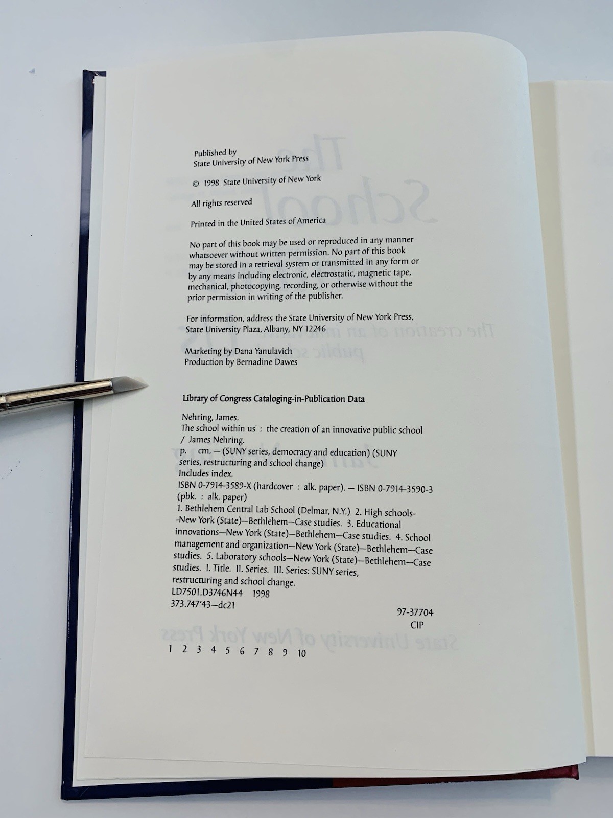 The School within Us James Nehring 1998 Hardcover Innovative Public School