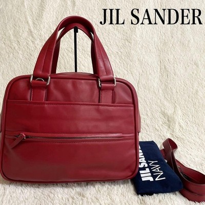 Jil Sander Navy HandBag Tote Bag Leder in Rot GEBRAUCHT aus Japan