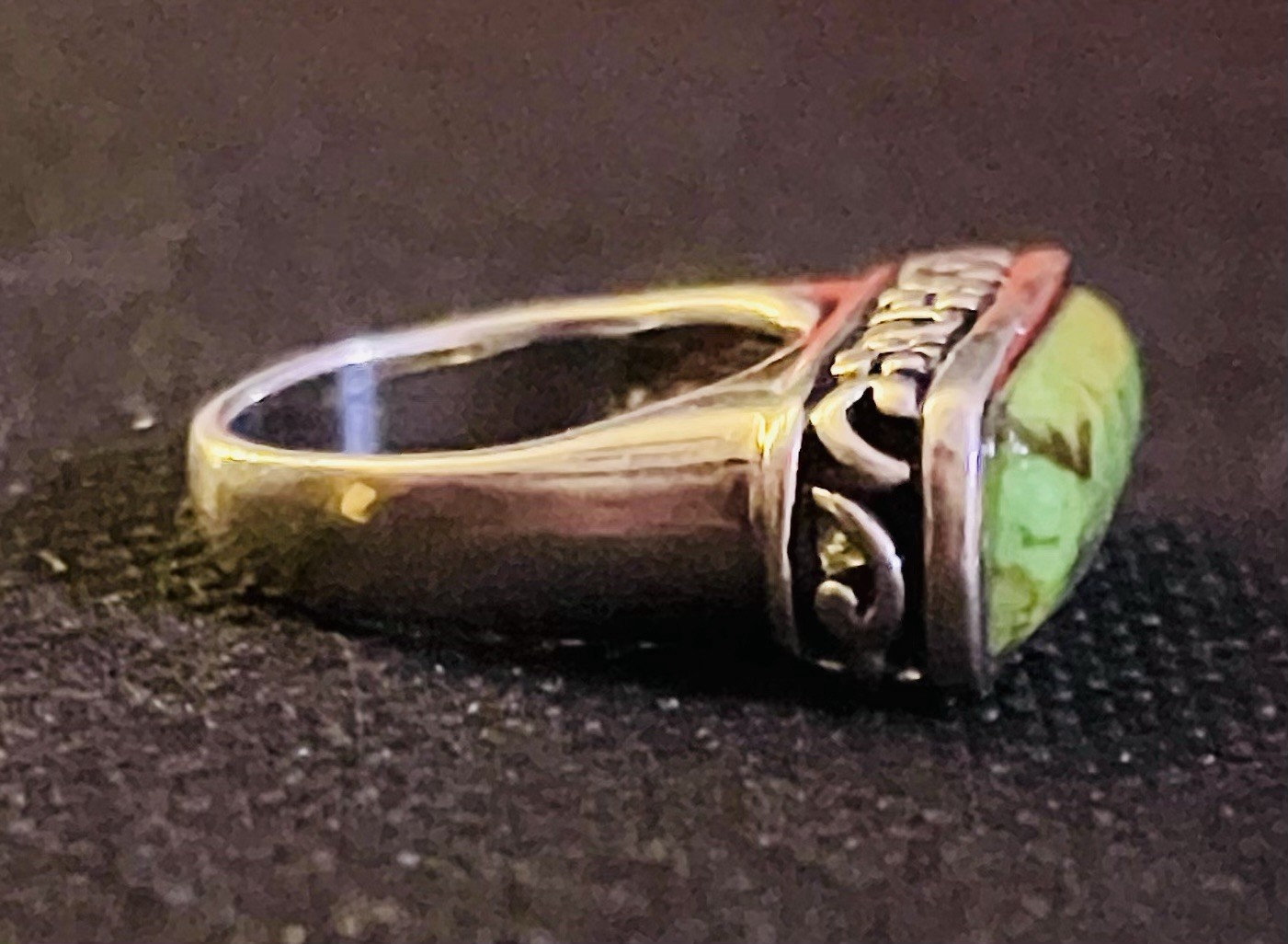 Barse 925 Rectangular Green Turquoise Ring - With… - image 3