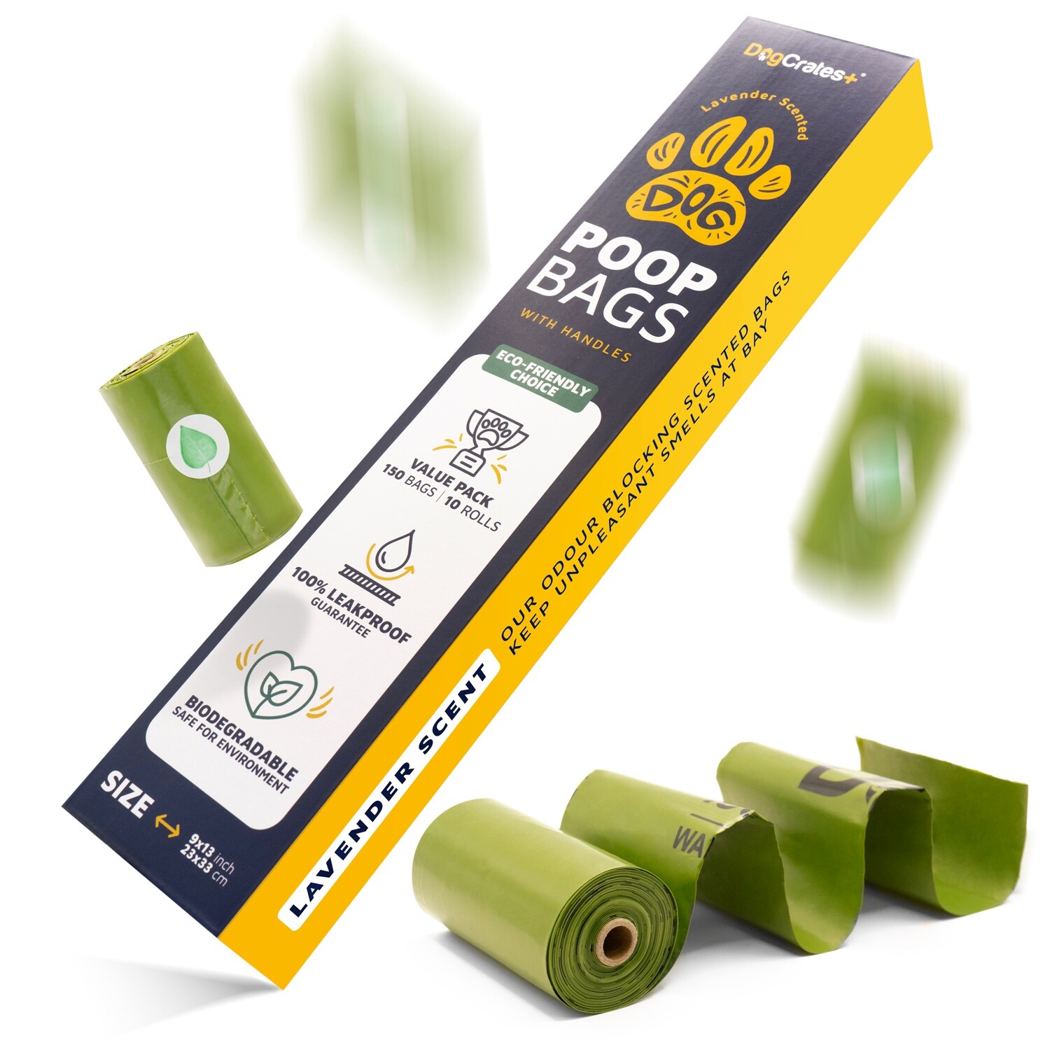 150 Dog Poop Bags With Handles - Extra Thick, Biodegradable, Lavender Scented