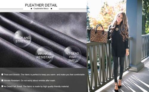 Womens Sexy Black Faux Leather Leggings sz M - Picture 11 of 13