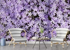 3D Purple Flower Plant Close-up Self-adhesive Removable Wallpaper Murals