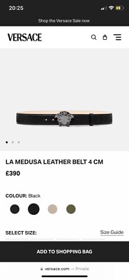 Versace Medusa Designer, Genuine, Men's, Black Leather