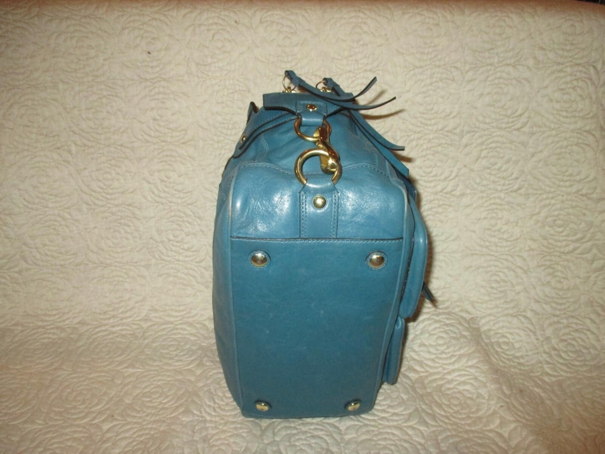 Coach Hampton Leather Lindsay Handbag Teal F12475 | eBay