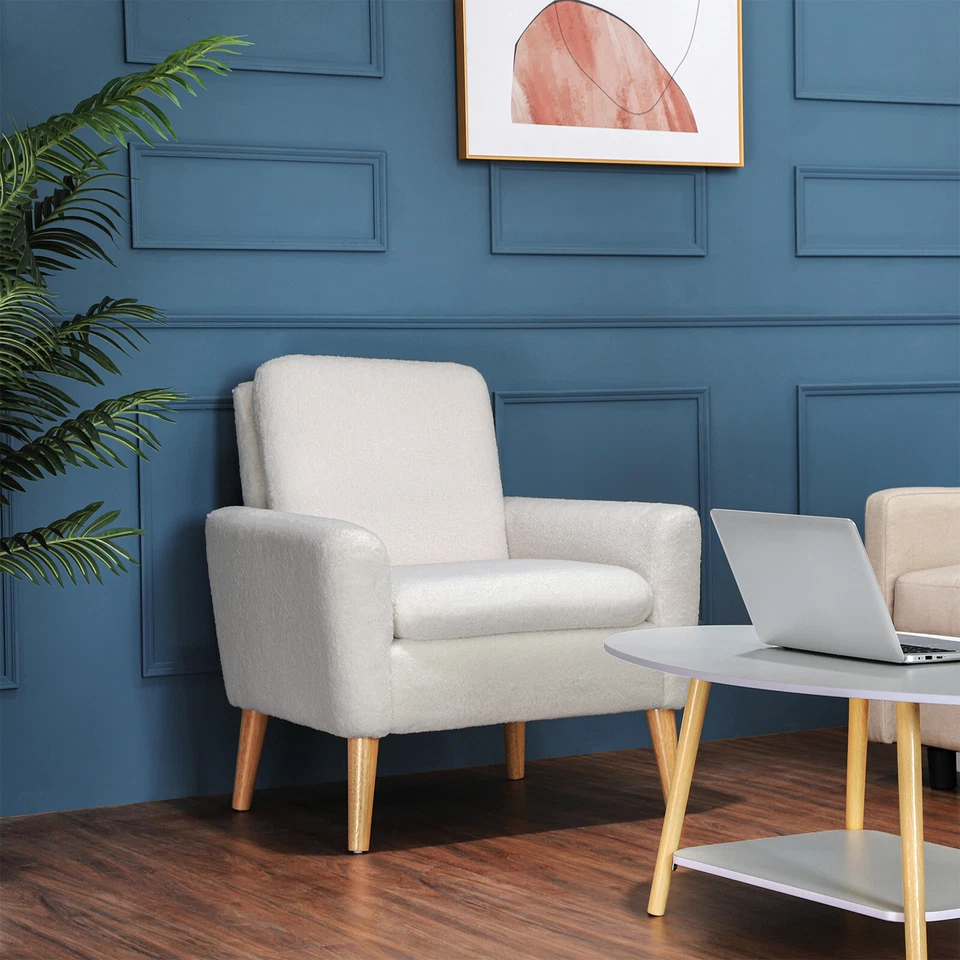 Modern Single Sofa Armchair Upholstered Velvet Fabric Lounge Chair Living Room - Image 3 of 4