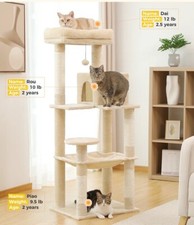 PAWZ Road 56.3" Plush Sisal Scratcher with 2 Door Condo House Cat Tree