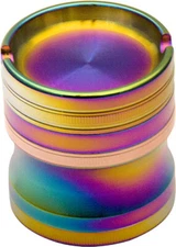 2.5" 4 Piece Tobacco Herb Spice Grinder Top Ashtray w/ Gift Box Rainbow Color