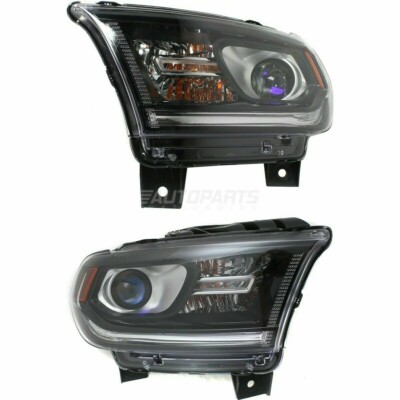 Halogen Head Lamp Assembly Black Interior Left & Right Fits 14-17 Dodge Durango