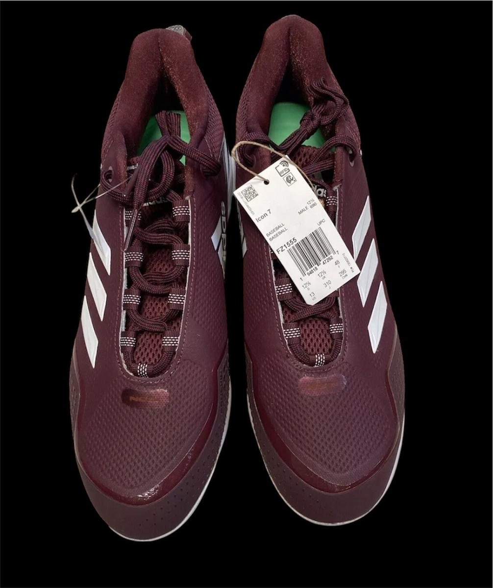 Adidas Icon 7 Metal Baseball Cleats Mens Size 13 Burgundy Red White FZ1555 New Adidas Icon 7 Metal Baseball Cleats Mens Size 13 Burgundy  main image 3