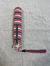 Vintage Clear Lucite Flower handle Red Striped 34  Umbrella