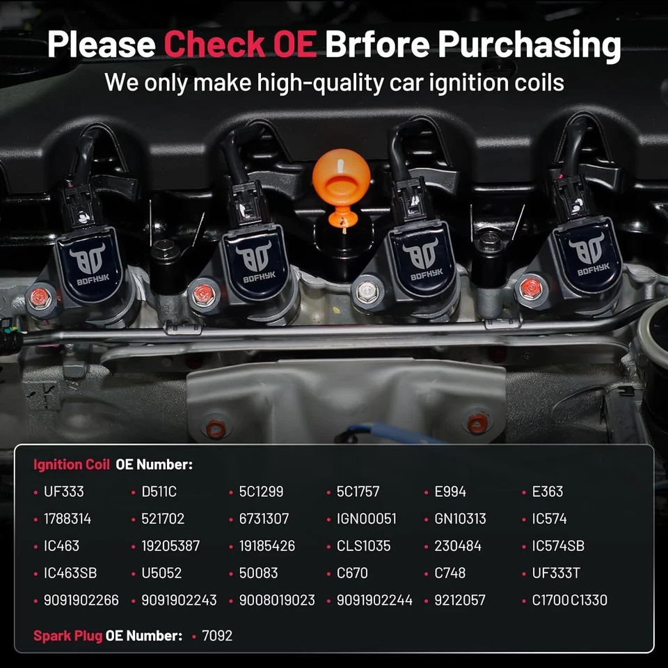 4 Ignition Coil Pack UF333 & Spark Plug For 2001-2003 Toyota RAV4 2.0L l4 Foto 4 de 4