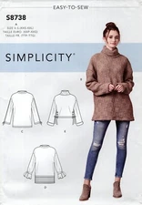Simplicity S8738 EASY Knit Minidress, Tops & Tunic Sz XXS-XXL UNCUT Pattern