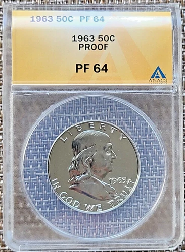 1963 50c Ben Franklin Half Dollar Proof ANACS PF64