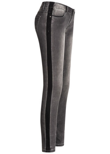 Damen 77 Lifestyle Jeans Skinny Kontraststreifen schwarz denim B19107061 - Bild 1 von 3