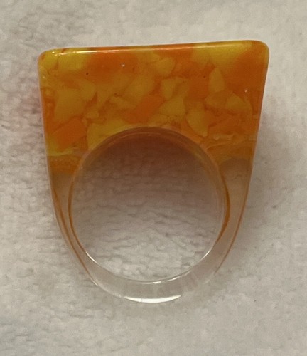 Lucite Orange Confetti Ring Size 6 - Picture 4 of 4