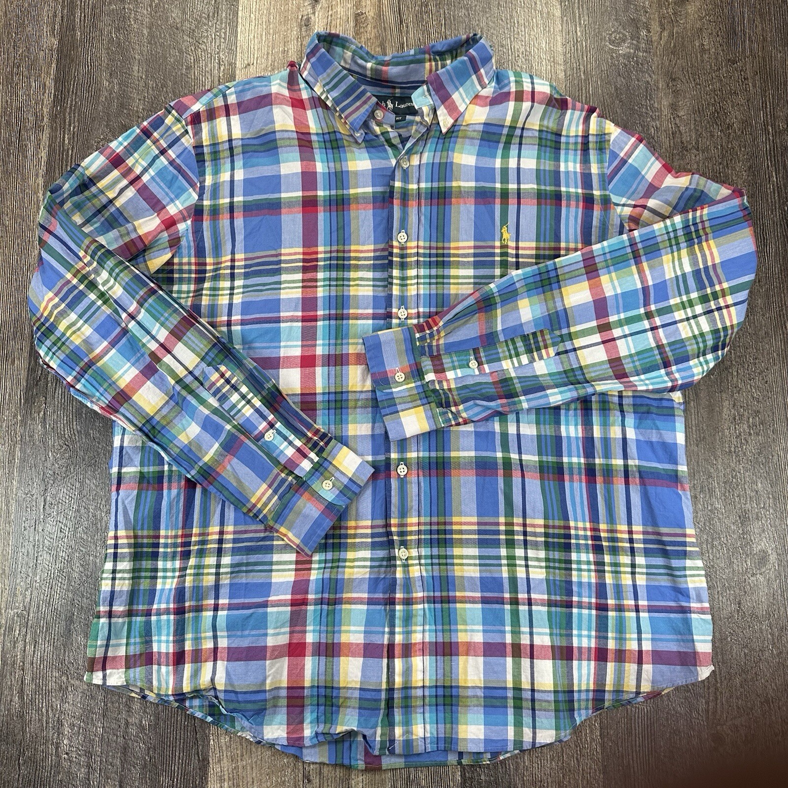 Polo Ralph Lauren Button-Down Custom Fit Madras Oxford Shirt Men’s Size 2XL