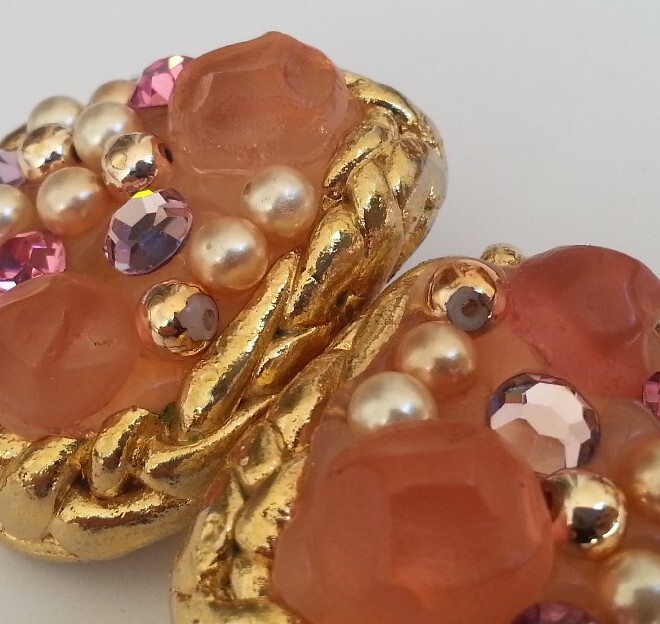 Boucles D'oreilles Vintage Signées Jacky De G Paris - Cœur Doré, Clips