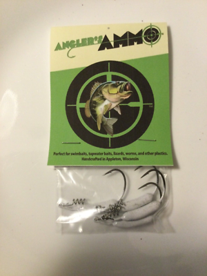4 pc 1/4 Ounce EWG 2/0 White Weighted Swim Bait Hooks