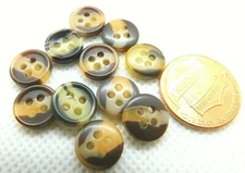 11 pcs Shiny Carmel/Chocolate Plastic 4 hole Buttons 3/8" 10mm #BU216