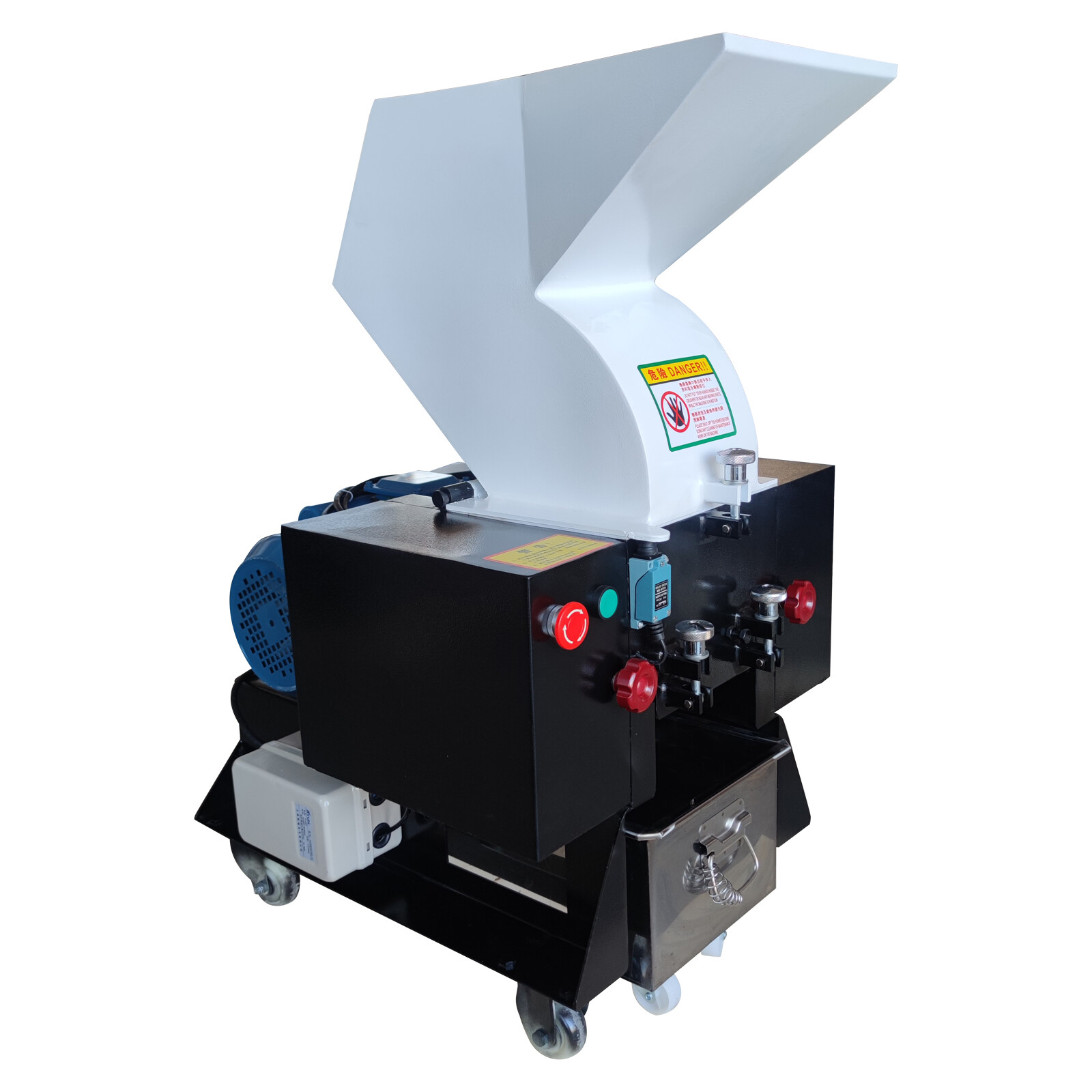Plastic Bottle Granulator Chipper Heavy Duty Shredder W/ Hopper&Motor 2.2KW 220V