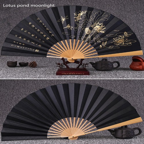 TOP Chinese Hand Fan Folding Silk Bamboo Culture Printing Master Calligraphy - Picture 10 of 22