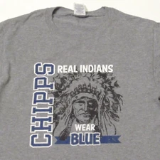 Chippewa High School T-Shirt Chipps Real Indians Wear Blue Doylestown Ohio Small