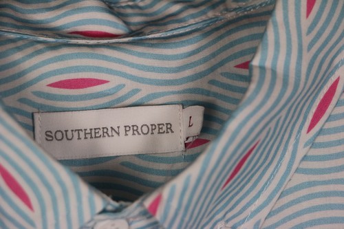 Southern Proper Canal Blue Wave Retro Style Short Sleeve Button Shirt Large New - Picture 8 of 10
