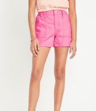 Old Navy Girls Elastic High Waisted Utility Jean Shorts SZ 8