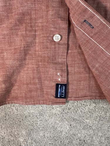 Camisa LL Bean Chambray Para Hombre Grande Reg. How Red Traditional Fit Classic Core Prep - Imagen 5 de 10
