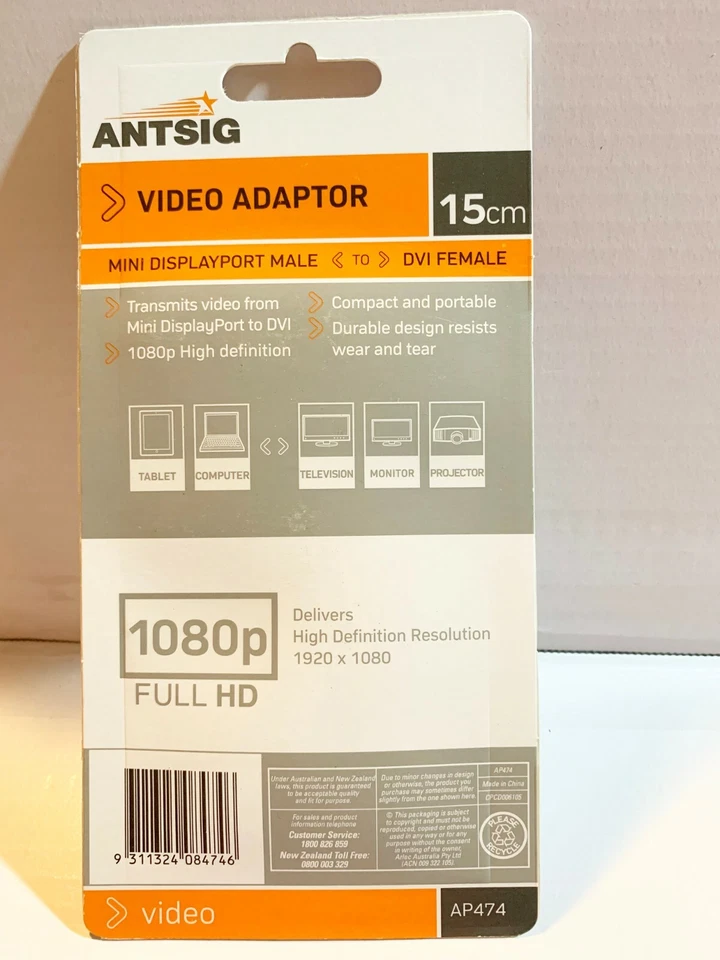 1080p Mini Displayport Male to DVI Female Video Adapter Cable Converter Chipset - Image 2 of 4